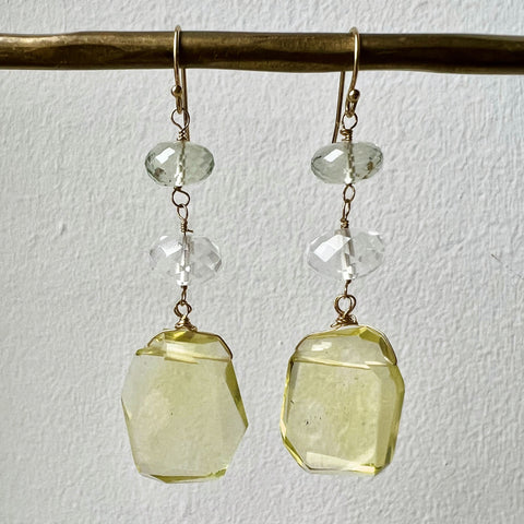 Crystal and Citrine Drop Earrings