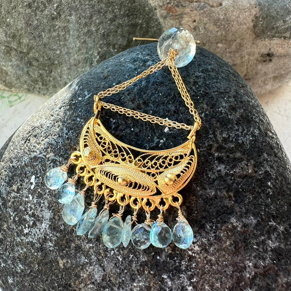 Filigree Aquamarine Statement Earrings