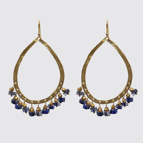 Cut-out Metal Teardrop With Iolite Stones