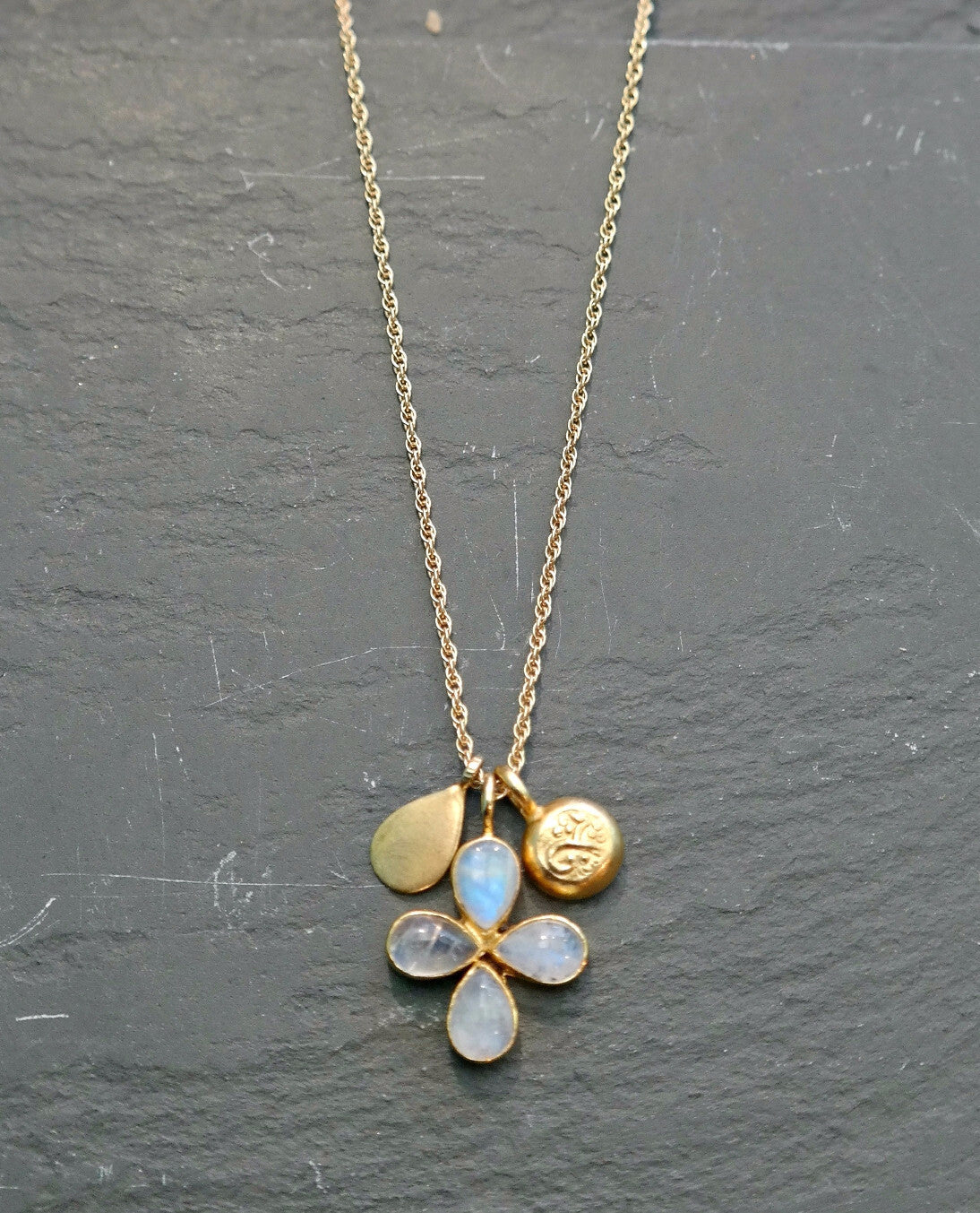 Moonstone Clover Lucky Charm Necklace