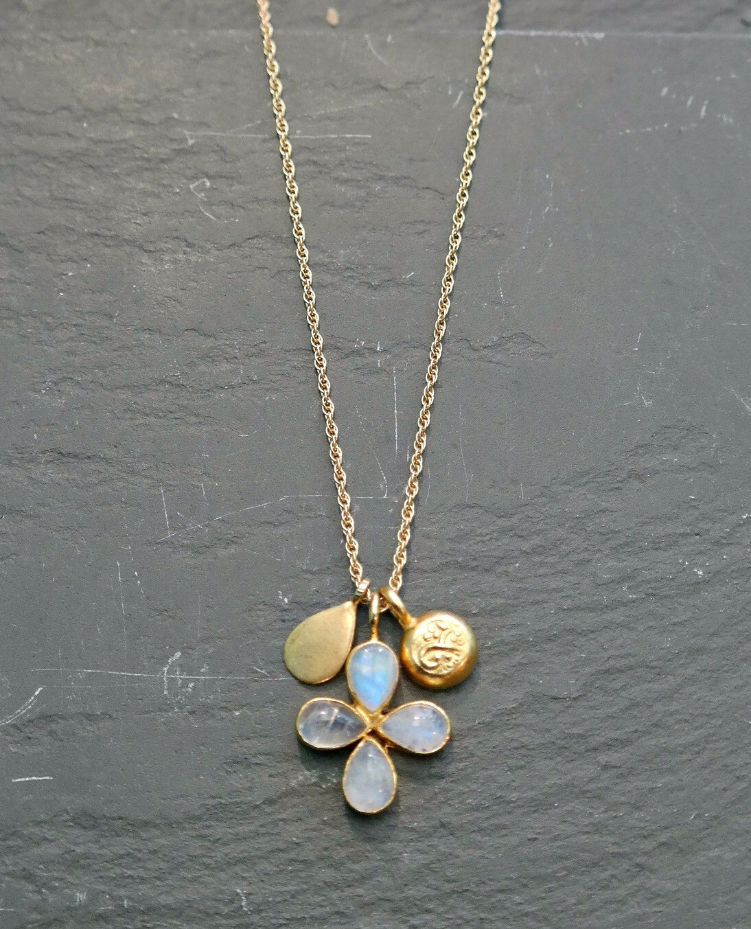 Moonstone Clover Lucky Charm Necklace