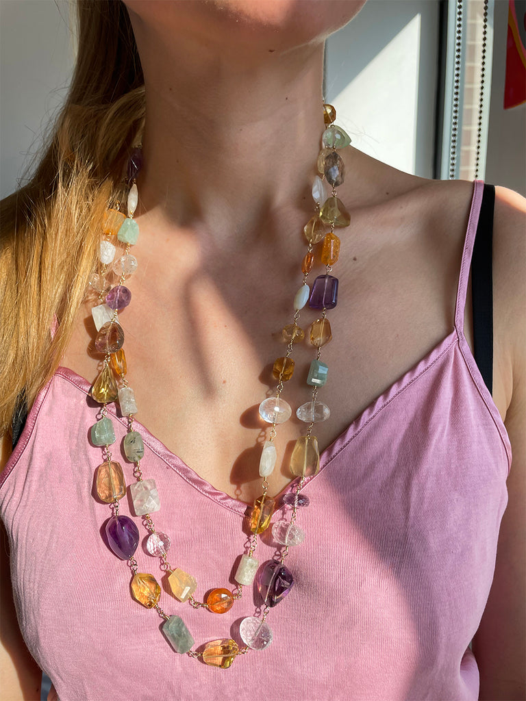 Buy Effortless KPN132 Turkish Multi Color Stone Necklace Online | Kessa