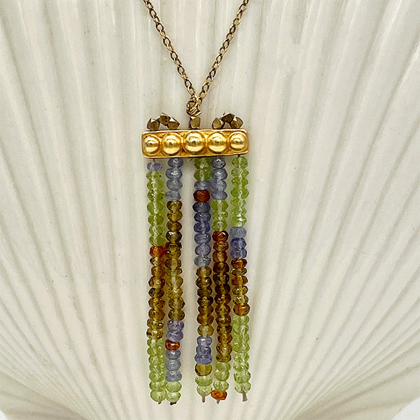 Multi-stone Tassel Necklace