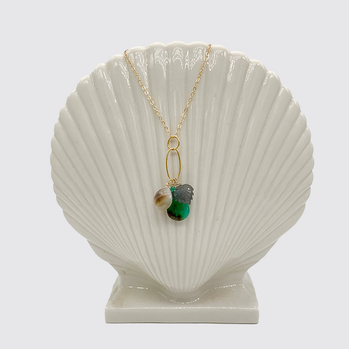 Necklace: Banded Agate, Chrysoprase, Labradorite