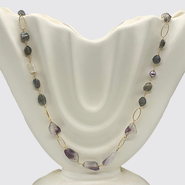 Mixed Gem Stone Roasry Necklace