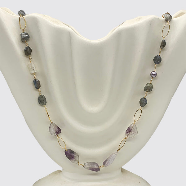 Mixed Gem Stone Roasry Necklace