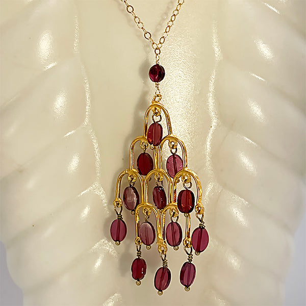 Chandelier  pendant with garnets-Necklace