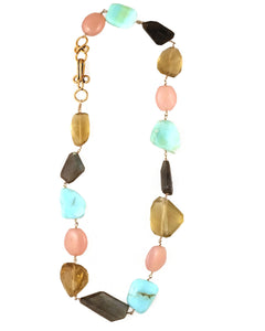 Multi Color Gems Stone Rosary Necklace