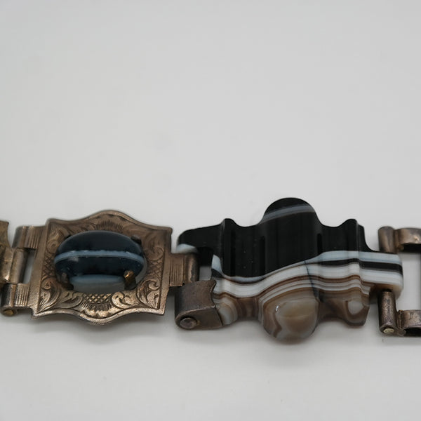 Victorian Scottish Banded Agate Belt Buckle Bracelet