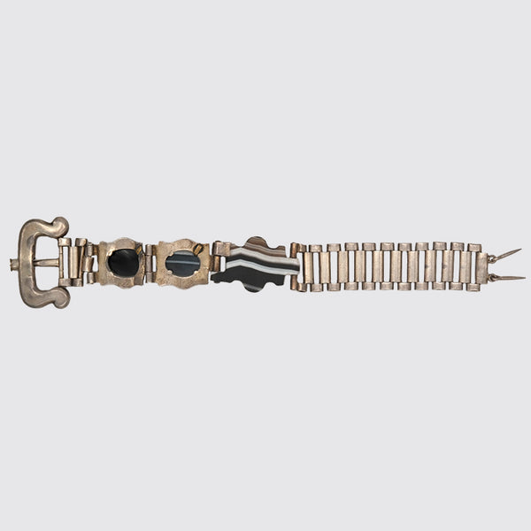 Victorian Scottish Banded Agate Belt Buckle Bracelet