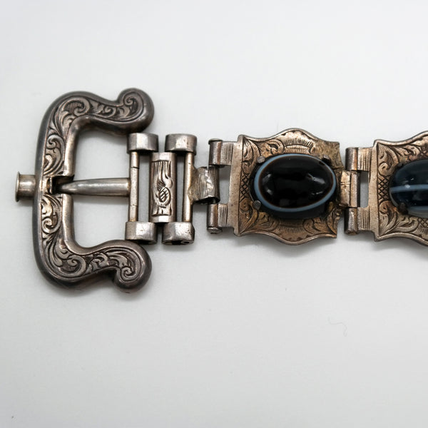 Victorian Scottish Banded Agate Belt Buckle Bracelet