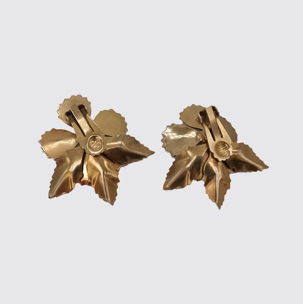Copper Flower Clip On Earrings