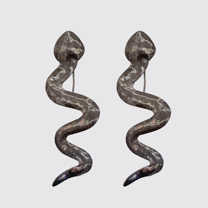 Sterling Silver Squiggly Snake Vintage Earrings