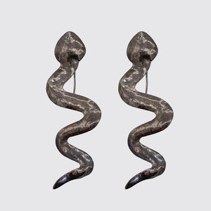 Sterling Silver Squiggly Snake Vintage Earrings
