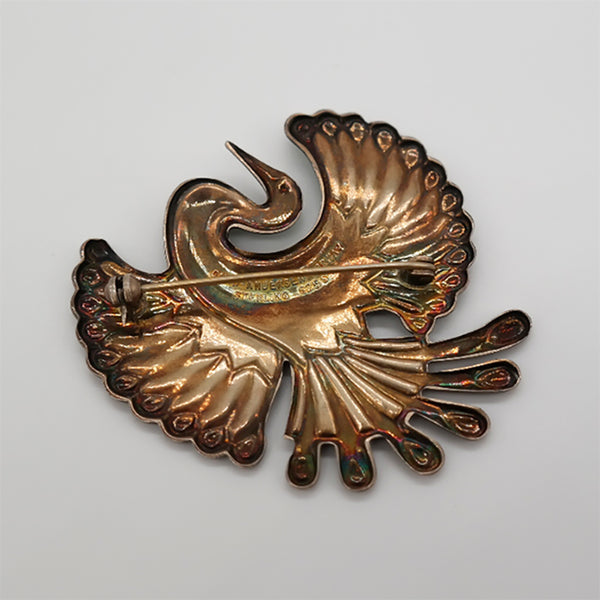 Vintage Bird of Paradise Sterling Signed Pin: David Anderson
