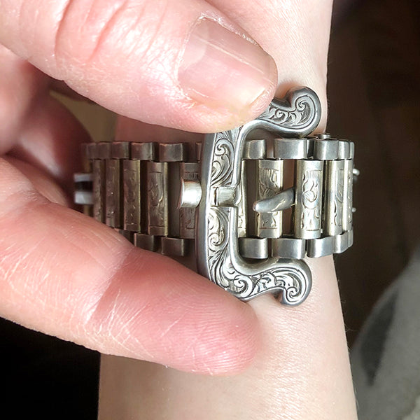 Victorian Scottish Banded Agate Belt Buckle Bracelet