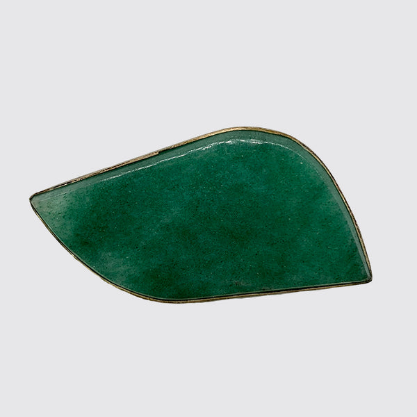 c.1970s Green Agate Wavy Shape Sterling Pin/vintage