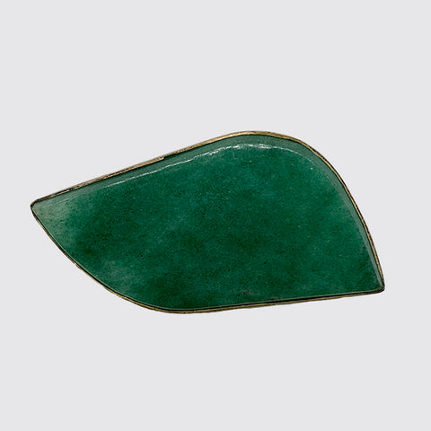 Green Agate Wavy Shape Sterling Pin/vintage