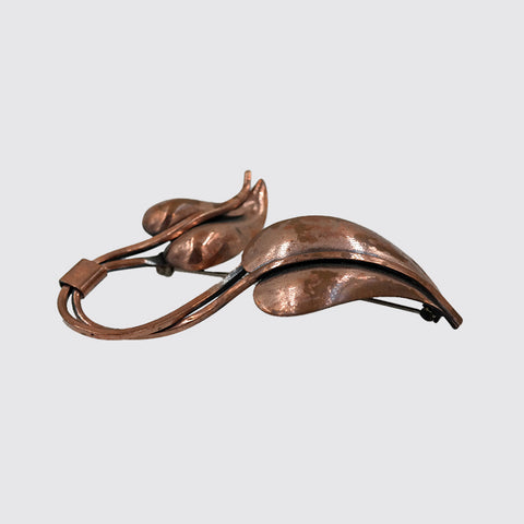 1960s Vintage Copper Double Leaf Pin