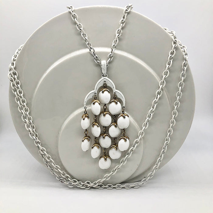 Trifari Waterfall Multi Chain and Large Pendant Necklace