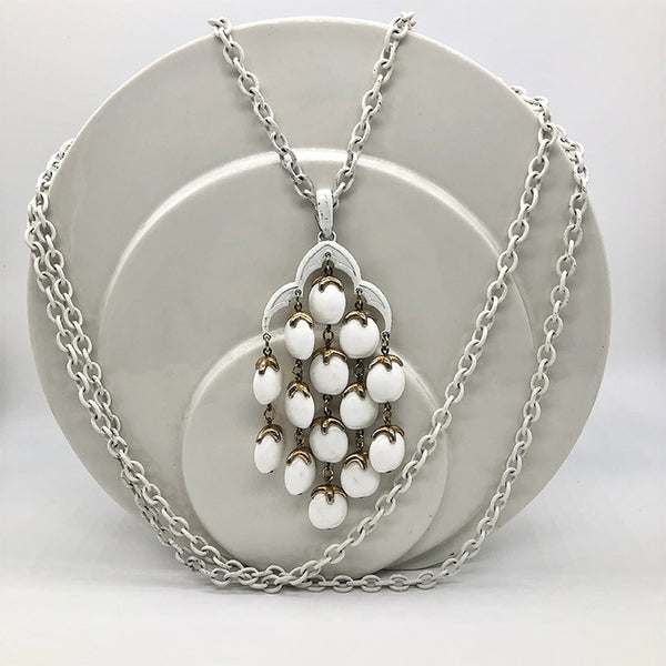 Trifari Waterfall Multi Chain and Large Pendant Necklace