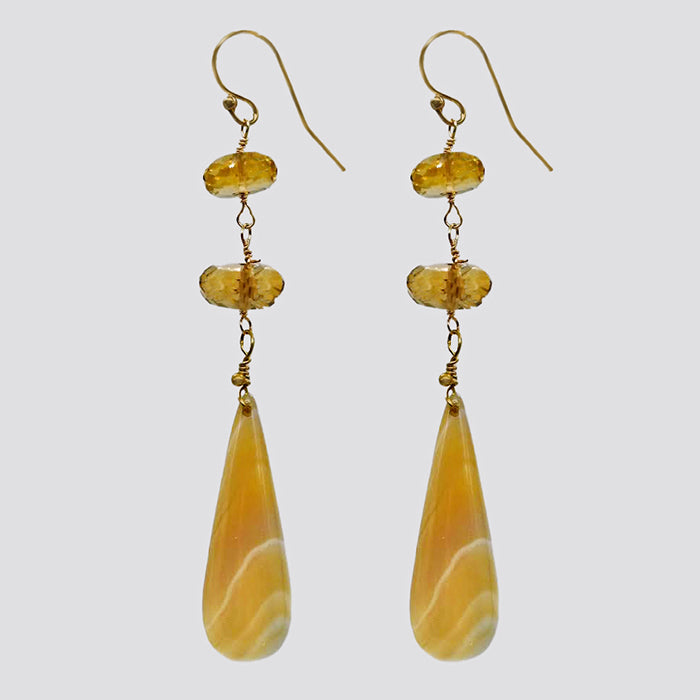 Faceted Smoky Topaz & Yellow Jasper Drop