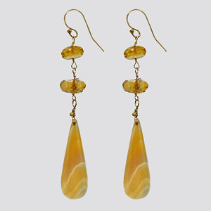 Faceted Smoky Topaz & Yellow Jasper Drop
