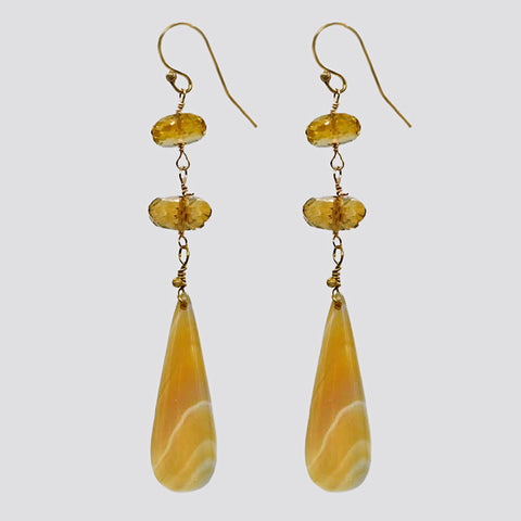 Faceted Smoky Topaz & Yellow Jasper Drop