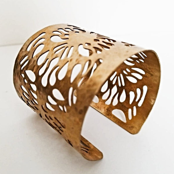 Abstract Flower Cut-Out Cuff Bracelet