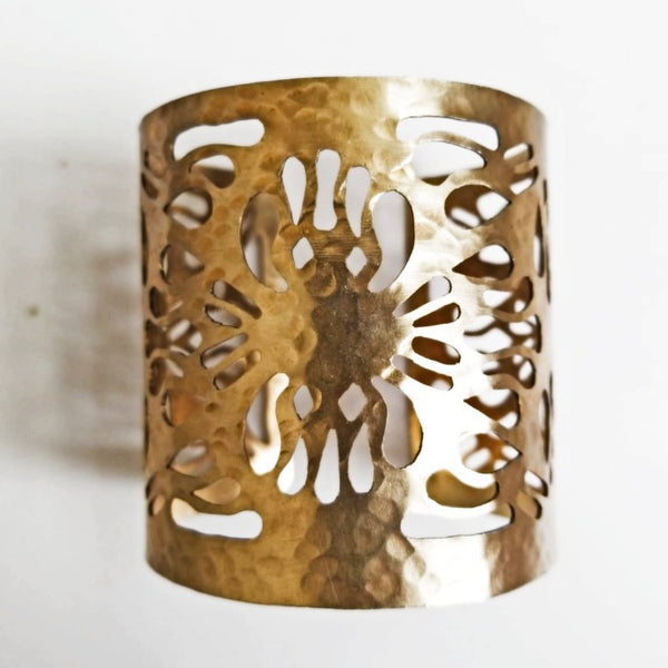 Abstract Flower Cut-Out Cuff Bracelet