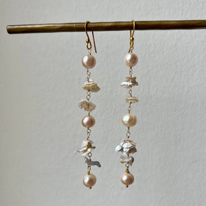 Long Fresh Water Pearl multi shapes Earring