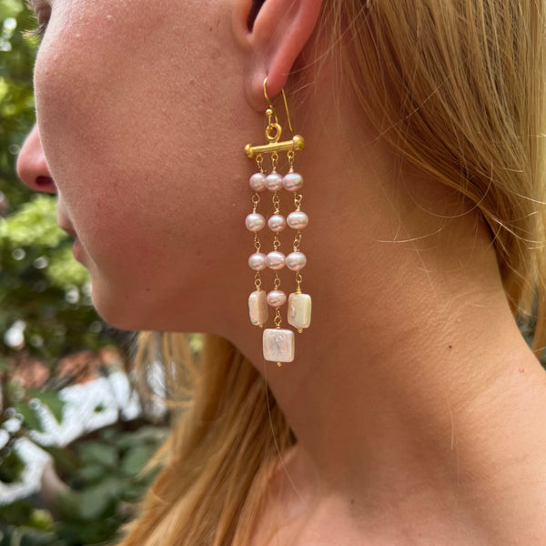 Fresh Water Pearl Long Statement Earring