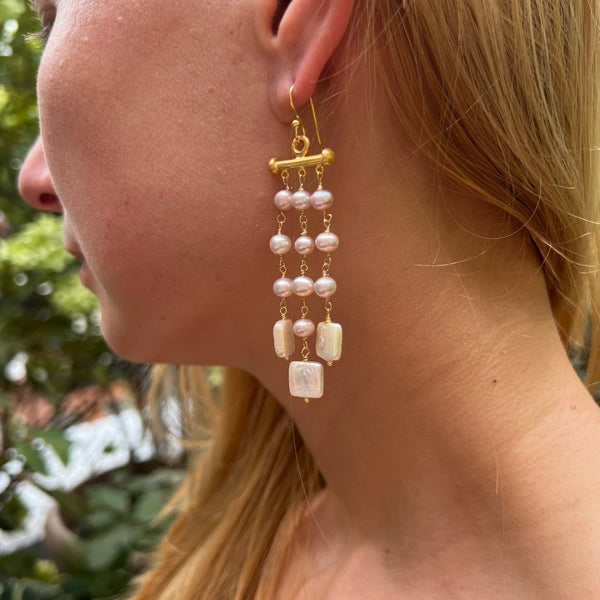 Fresh Water Pearl Long Statement Earring