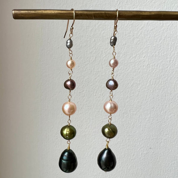 Multi Colored Fresh Water Pearl Statement Earring