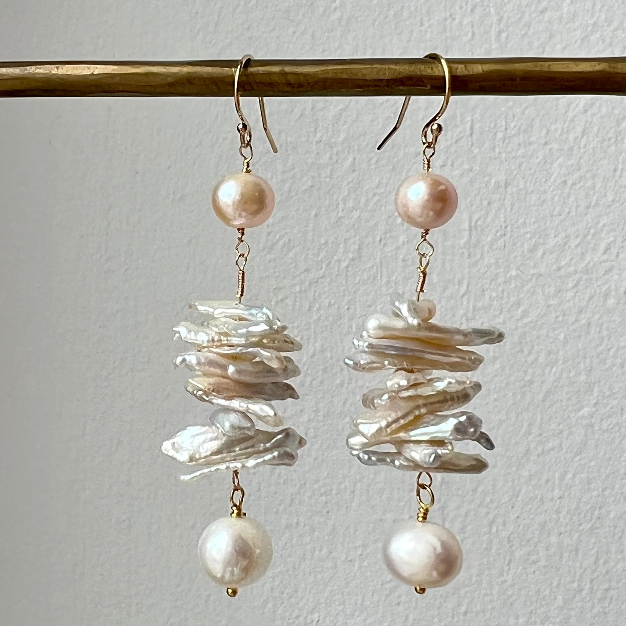 Freshwater Pearl Branches and Round Pearl Statement Earring