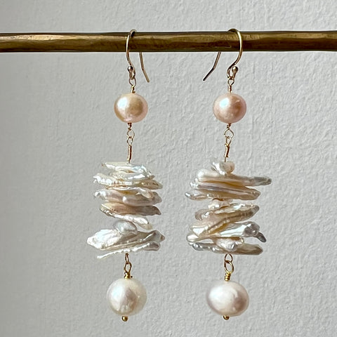 Freshwater Pearl Branches and Round Pearl Statement Earring